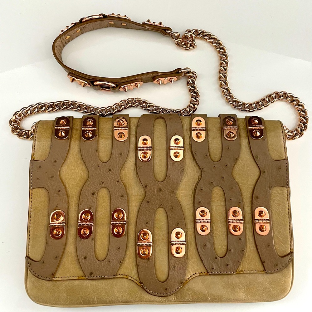 Authentic leather Rebecca Minkoff shoulder bag with rose gold accents